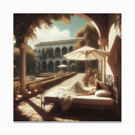 Girl Laying On A Bed Canvas Print