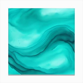 Beautiful teal aqua abstract background. Drawn, hand-painted aquarelle. Wet watercolor pattern. Artistic background with copy space for design. Vivid web banner. Liquid, flow, fluid effect. 1 Canvas Print