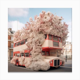 Bus Covered In Flowers Canvas Print