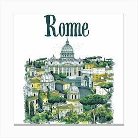 Rome PostCard Artwork Canvas Print