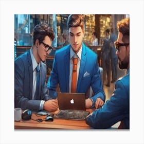 Three Businessmen At A Table Canvas Print