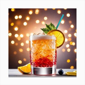 Cocktail With Orange Slices Canvas Print