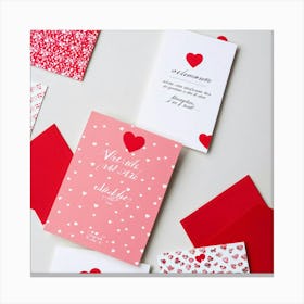 Valentines Day Themed Card Design Featuring Elegant Typography White Labels With Sweet Love Messag Canvas Print