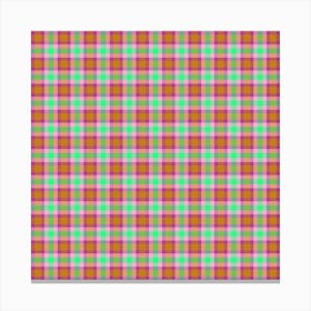 Pink And Green Checkered Fabric Canvas Print