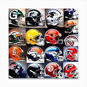 Collage Of Football Helmets Canvas Print