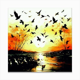 Birds At Sunset Canvas Print