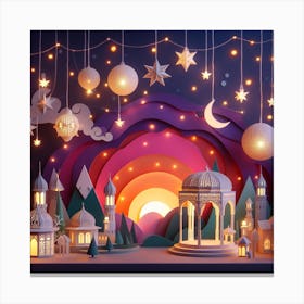 3d Paper Cut Illustration Canvas Print