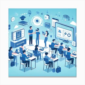 Group Of People Working On Computers Canvas Print