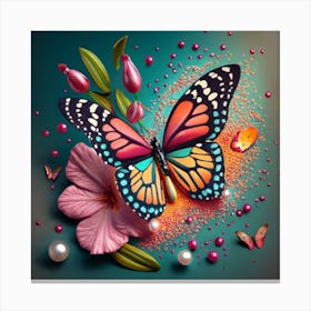 Butterfly With Pearls Canvas Print