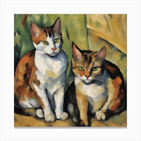 Two Cats Modern Art Cezanne Inspired 3 Canvas Print