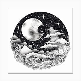 Moon And Clouds Canvas Print