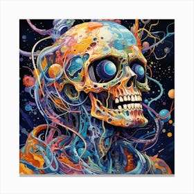 Skull In Space Canvas Print