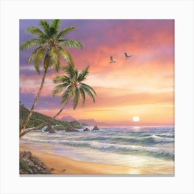 Sunset At The Beach 1 Canvas Print