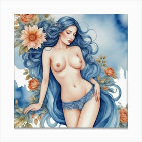 Blue Haired Woman 1 Canvas Print