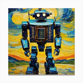 Robot By Van Gogh Canvas Print