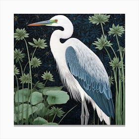 Ohara Koson Inspired Bird Painting Great Blue Heron 4 Square Canvas Print