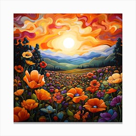 Poppies At Sunset 1 Canvas Print