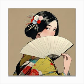Japanese woman with fan 2 Canvas Print