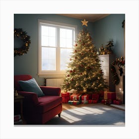 Christmas Tree In The Living Room 1 Canvas Print