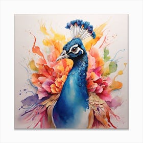 Peacock Watercolor Painting Canvas Print