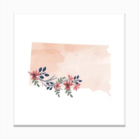 South Dakota Watercolor Floral State Canvas Print