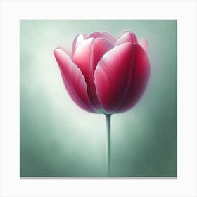"Crimson Whisper"  This exquisite piece captures the delicate beauty of a single tulip in bloom, its crimson petals unfolding against a serene backdrop. The artful play of light and shadow highlights the flower's elegant curves, making it a perfect addition to any space seeking a touch of nature's sophistication. Ideal for collectors and enthusiasts looking to enhance their decor with floral finesse, this artwork is a testament to timeless botanical allure.  Embrace the elegance of nature with "Crimson Whisper." This artwork isn't just a visual treat; it's an investment in serenity. Let this tulip be a daily reminder of growth and grace in your life or as a statement piece that speaks to the refined taste of any art lover. Secure this piece today and bring the tranquility of nature into your home or office. Canvas Print