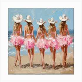 Four Girls On The Beach Canvas Print