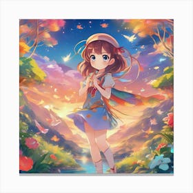 Anime Girl In The Forest Canvas Print