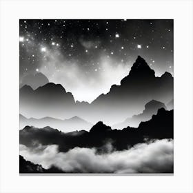 Mountains In The Night Sky 1 Canvas Print