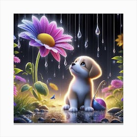 Puppy In The Rain Canvas Print