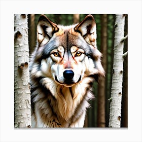 Wolf In The Woods 18 Canvas Print