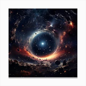 Space Scene A Large Black Hole In The Middle Of Space (1) Canvas Print