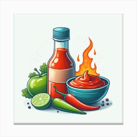 Hot Sauce Illustration 2 Canvas Print