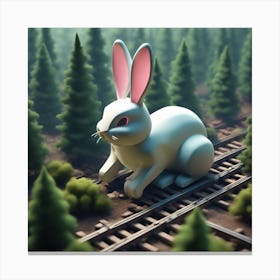 Rabbit On Tracks Canvas Print