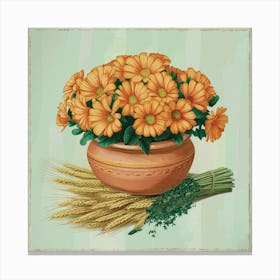 Vintage Chrysanthemums Canvas Print