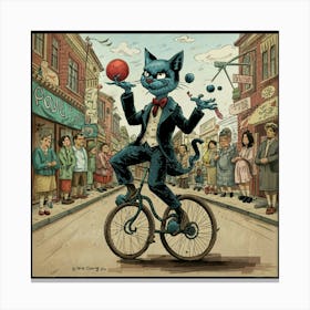 Cat On A Bicycle 1 Canvas Print