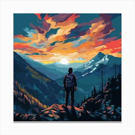 Man Looking At The Sunset Canvas Print