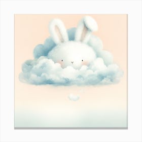 Bunny On Cloud With Yellow Background Canvas Print