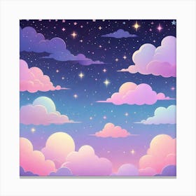 Sky With Twinkling Stars In Pastel Colors Square Composition 153 Canvas Print