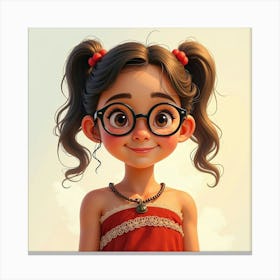 Little Girl With Glasses 1 Canvas Print