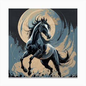 Horse In The Moonlight 1 Canvas Print