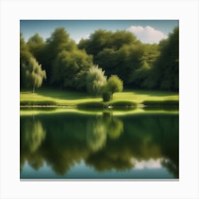 Reflection Of Trees In A Lake Canvas Print