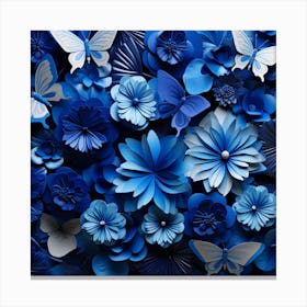 Blue Paper Flowers Canvas Print