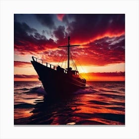 Sunset Boat 9 Canvas Print