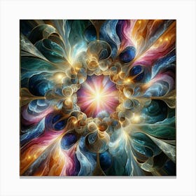 Mysterious marble light radiating fractal vortex: multicolored marble 3 Canvas Print