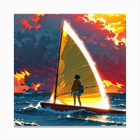 Sailboat On The Ocean Canvas Print