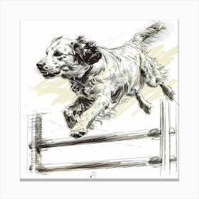 Dog Jumping Over A Fence 1 Canvas Print