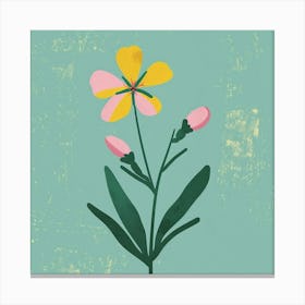 Flax Flower 1 Square Flower Illustration Canvas Print