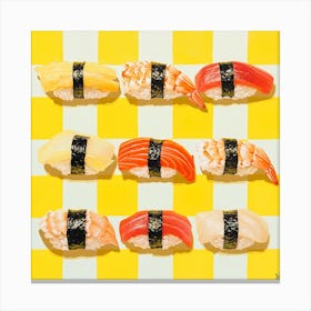 Nigiri Sushi Yellow Checkerboard 1 Canvas Print