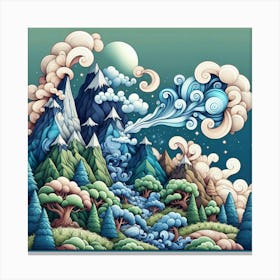 Mountains With Clouds Canvas Print